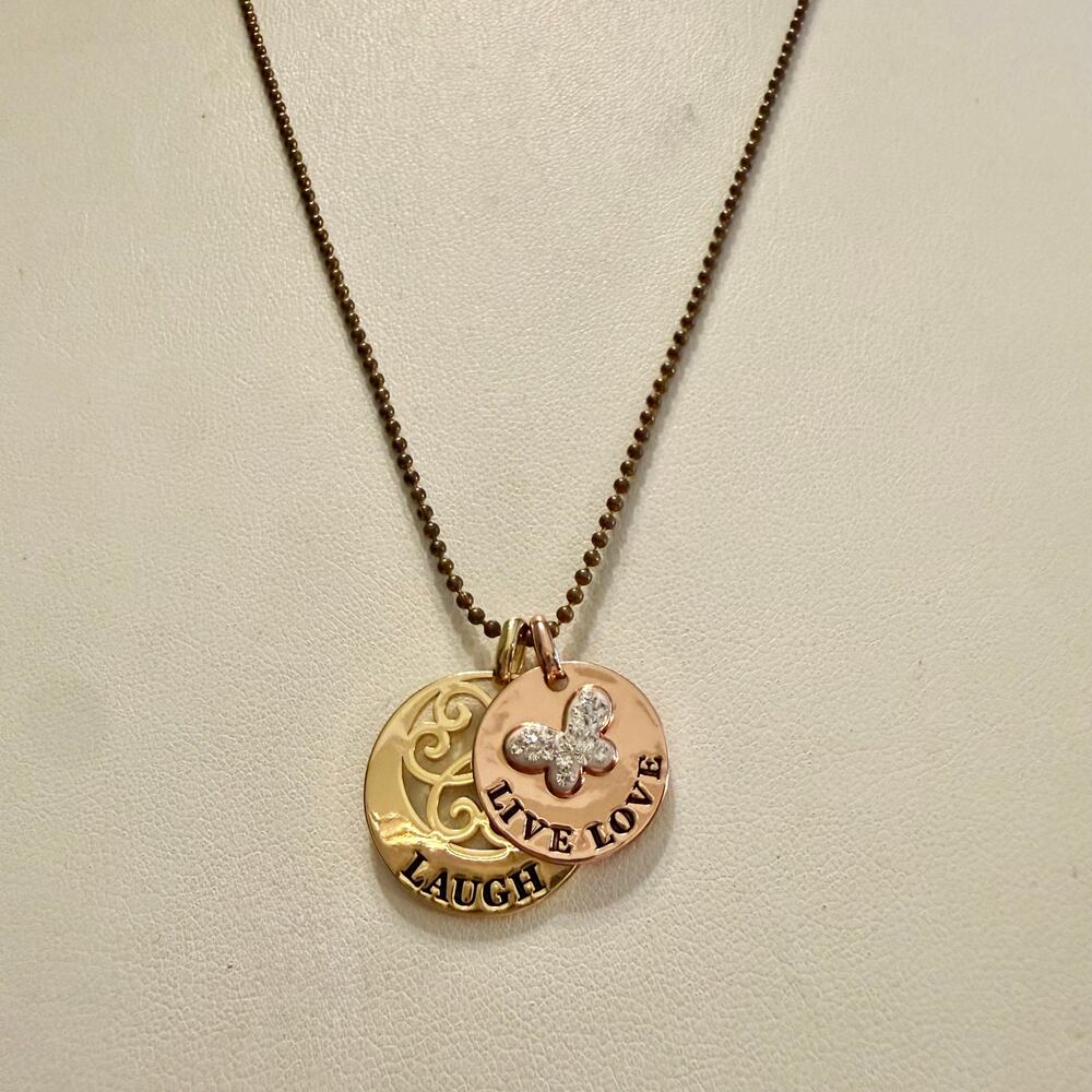 Mixed Metal Gold & Rose Gold Live Love Laugh Plated Necklace